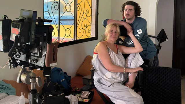 Carin Smolinski on a microdrama set